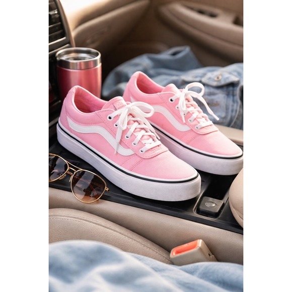 Vans Ward Pink White Low Top Sneakers Girls Size 3 Youth NEW In Box - Picture 9 of 10